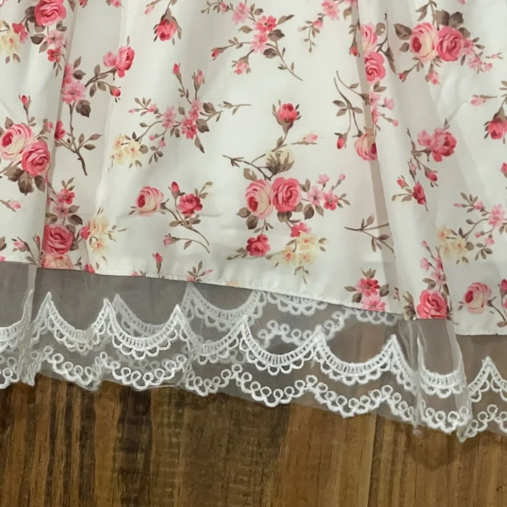 NEW! Scarlet Darkness Floral Midi Cottagecore Dress Corset Lace Trim XL Pockets - Picture 5 of 11